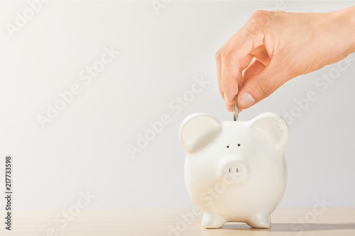 Hand Putting a Coin in Piggy Bank