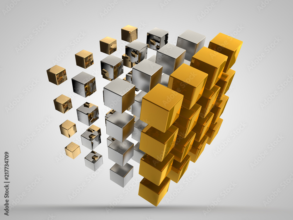a group of precious metals bullion cube, 3d rendering