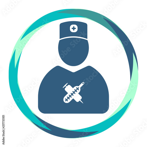 Doctor icon with syringe and thermometer