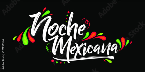 Noche mexicana, Mexican night spanish text, banner vector celebration
