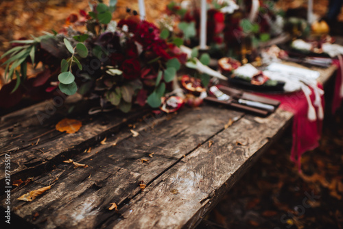 Autumn location, autumn decor, rocking chairs