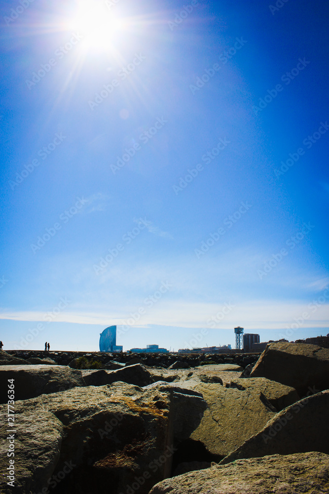 Obraz premium City on the rocks. Mediterranean coast. 