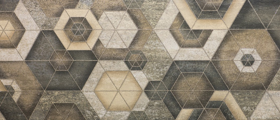 ceramic tile, abstract mosaic ornamental geometric pattern
