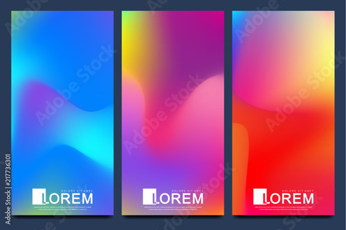 Packaging product design label and stickers templates for luxury or premium products brands in trendy vibrant gradient colors with abstract fluid shapes, paint splashes, ink drops. Futuristic banners.