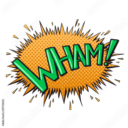 Comics text sound effects. Bubble speech phrase WHAM. Vector illustration