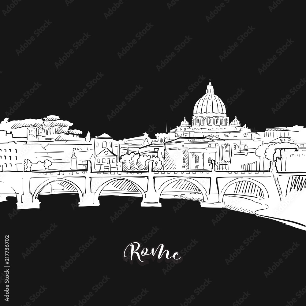 Rome skyline, outline