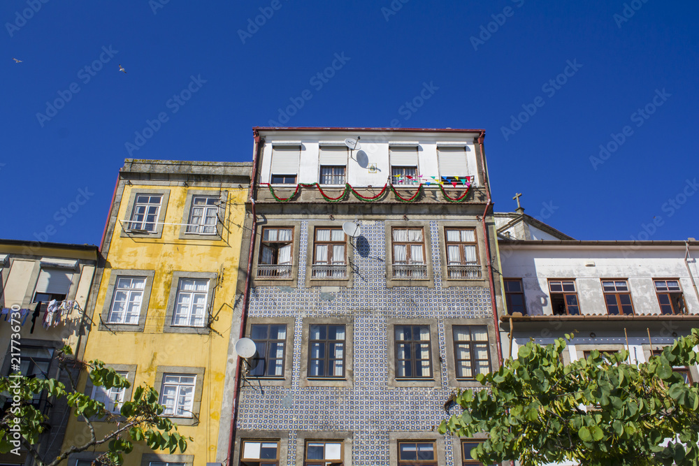Colorful houses in Porto city