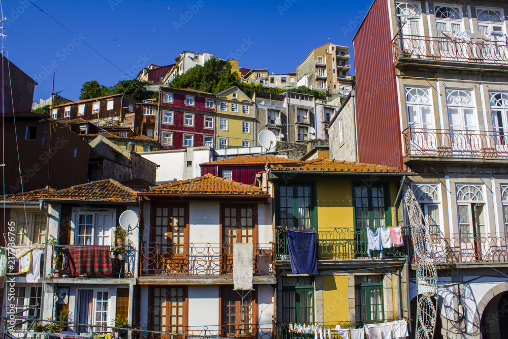 Colorful houses in Porto city