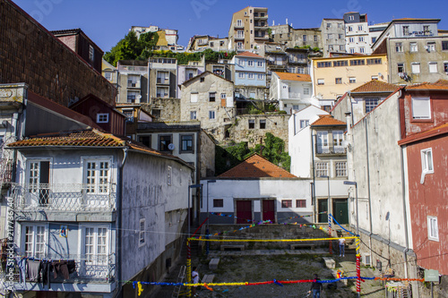 Old town Porto street decorated for Popular Saints Festival