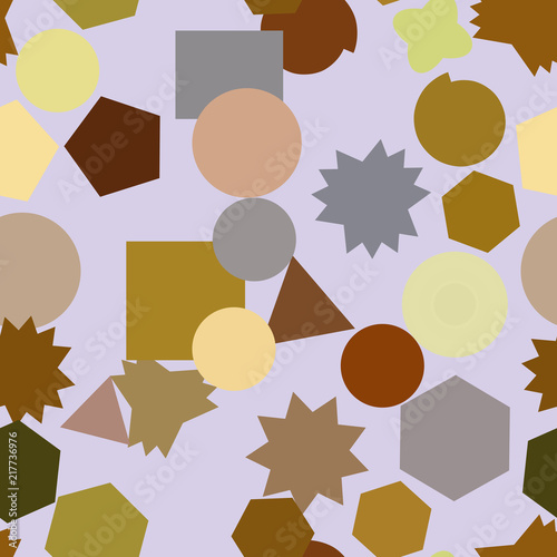 Seamless abstract mixed geometric pattern, colorful & artistic for graphic design. Shape, vector, surface & template.