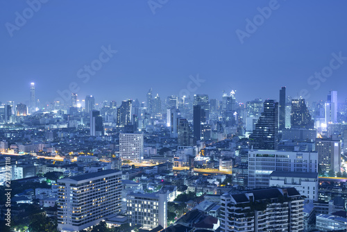 Bangkok skyscraper at night. © newroadboy