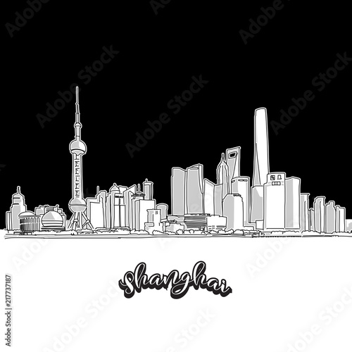 Shanghai skyline, outline