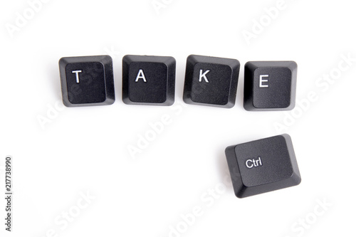 key board letters isolated on a white background spelling take control