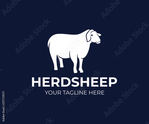 Pet sheep or agricultural animal, logo design. Ranch, farm, animal breeding, stock raising and animal husbandry, vector design and illustration