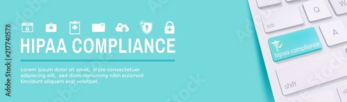 HIPAA Compliance Web Banner Header with Medical Icon Set and text
