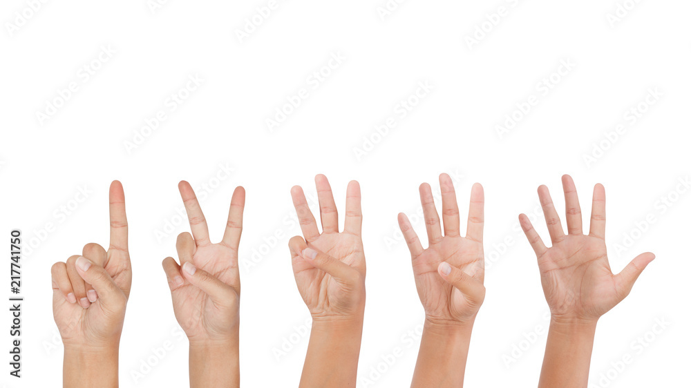 Five counting hand isolated on white background - clipping paths Five counting hand isolated on white background - clipping paths