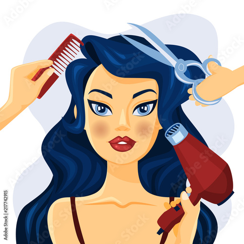 Beautiful woman in hair salon