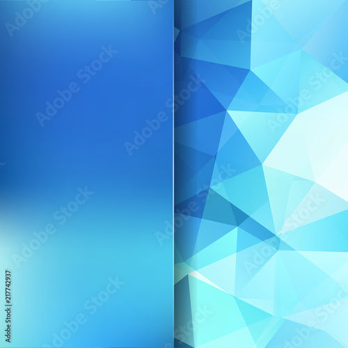 Background made of blue, white triangles. Square composition with geometric shapes and blur element. Eps 10