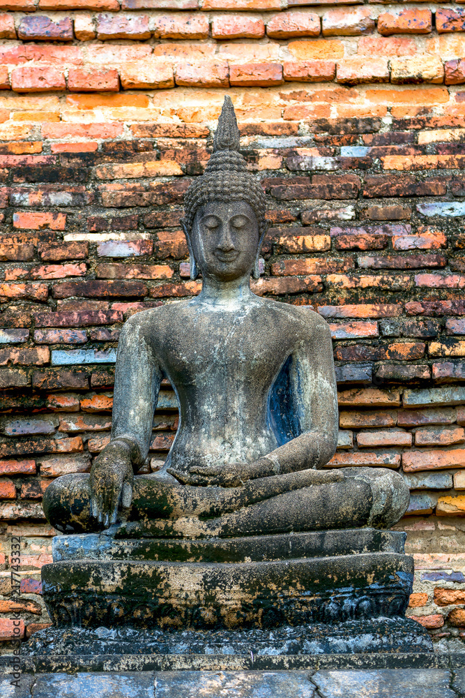 Ancient buddha statue with old pagoda of thailand Ancient buddha statue with old pagoda of thailand