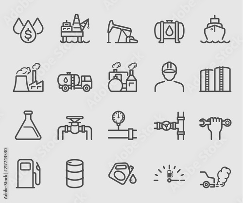 Line icons set for Oil industry