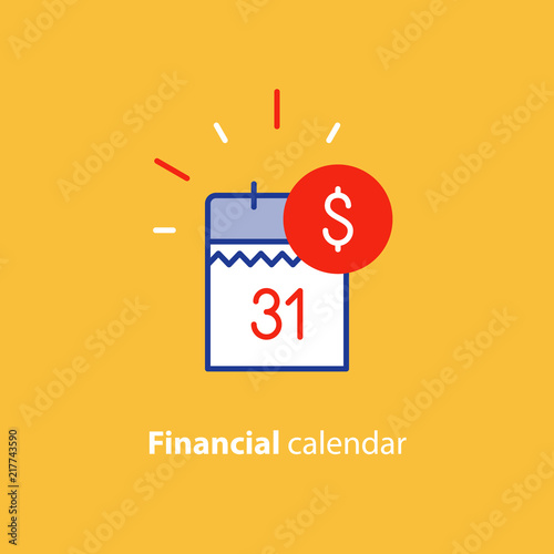 Payment day, finance calendar icon, income dividend, long term investment