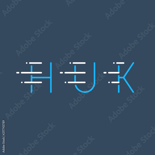 Dynamic letters H  U and K in motion  decorative type  rapid service