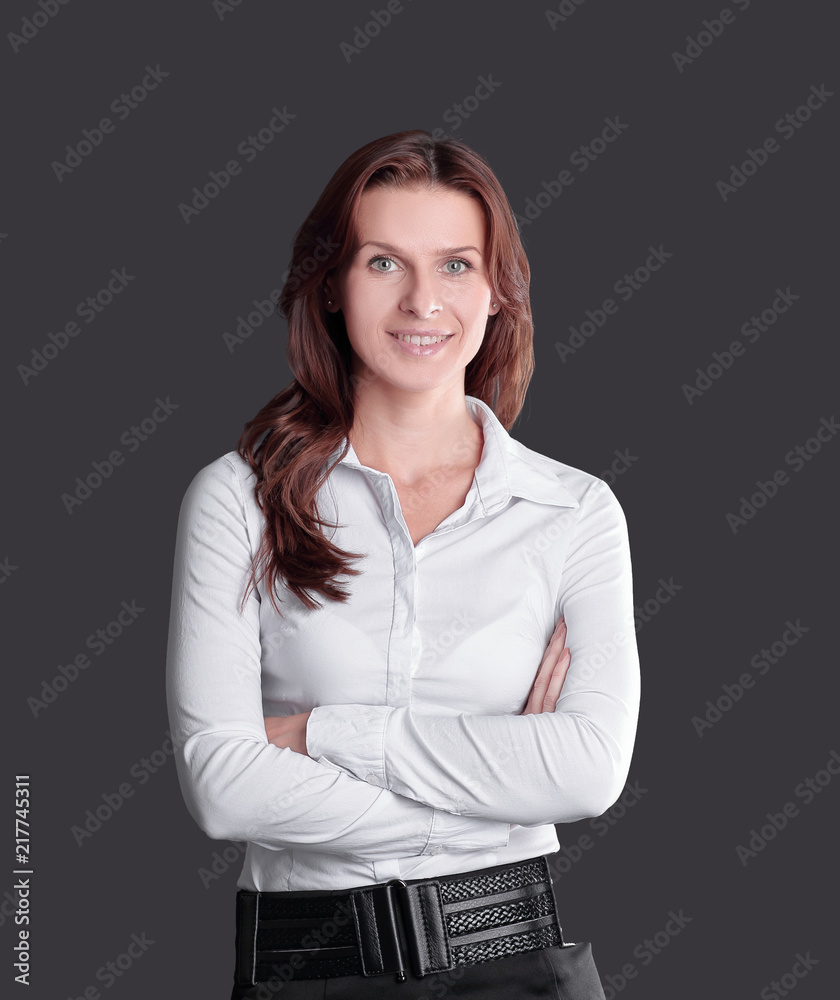 portrait of confident business woman .isolated on dark portrait of confident business woman .isolated on dark