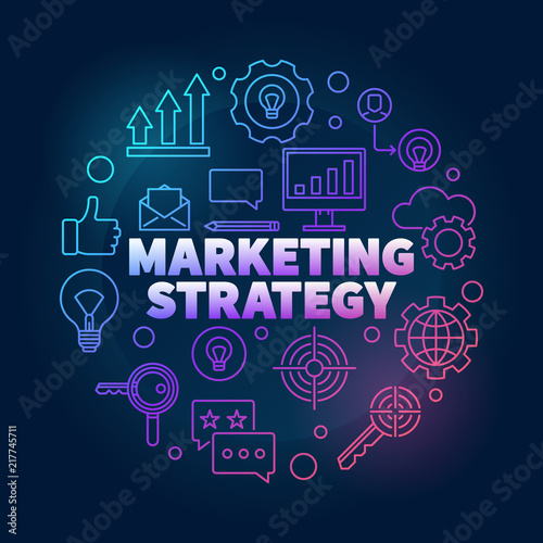 Marketing Strategy vector colorful illustration in thin line sty
