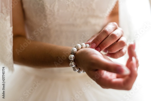 Bracelet on the hand of the bride