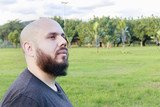 caucasian man with long beard outdoors