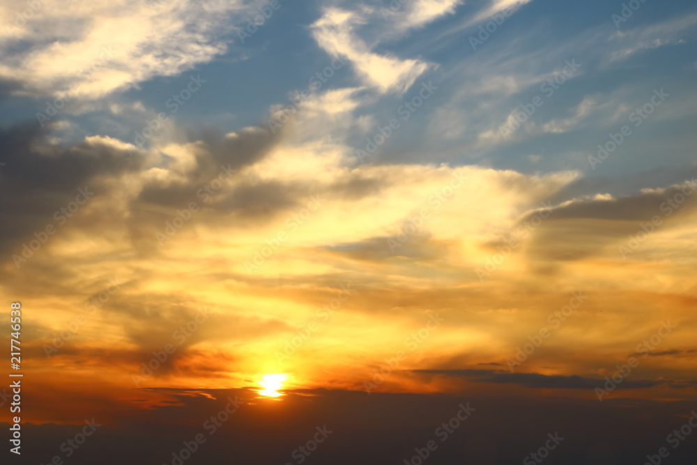 beautiful and colorful sunset with clouds
