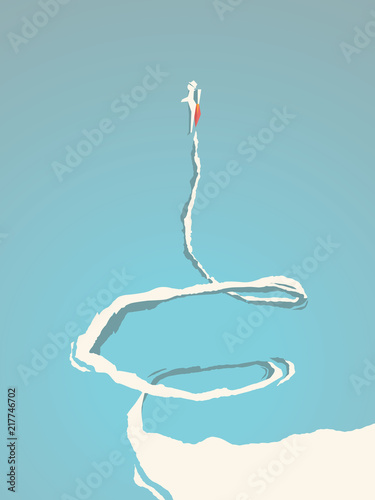 Startup business vector concept with astronaut and jetpack flying in the sky. Symbol of new business, technology, innovation, future, travel, creative, invention.