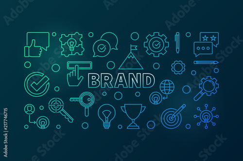 Brand vector colored horizontal banner in thin line style