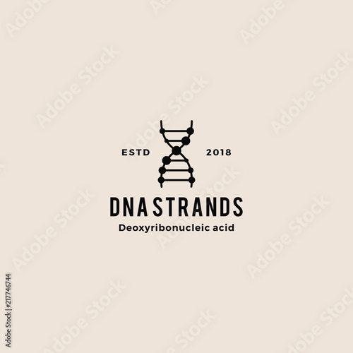 DNA helix strand hipster retro vintage vector logo element illustration
