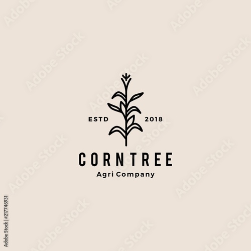 corn tree hipster retro vintage badge vector icon illustration