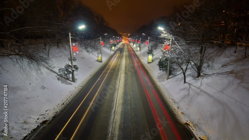 The Spusk of Passionarie Klochkovsky downhill one of the oldest roads of Kharkiv city day to night timelapse photo