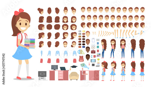 School kid character set for animation