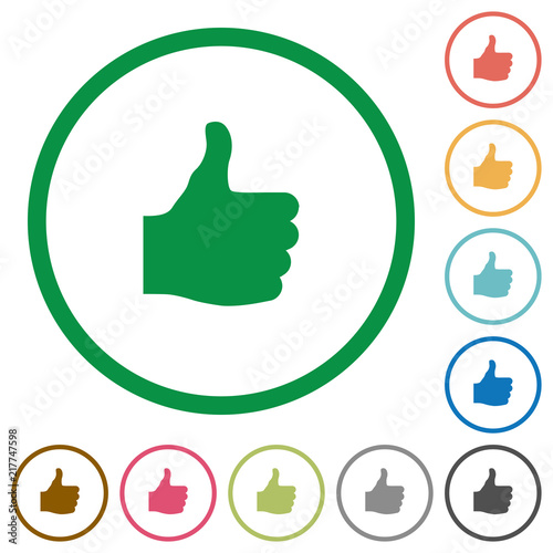 Thumbs up flat icons with outlines