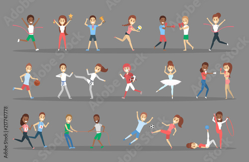 Set of cute sportsmen