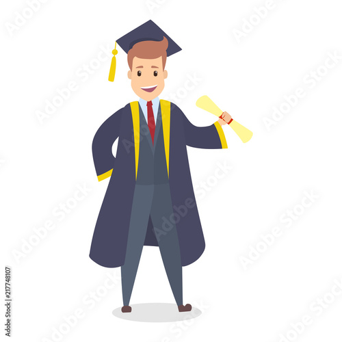 Young happy boy on graduation day