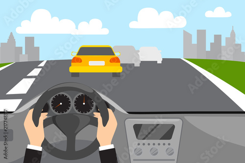 Hand driving a car