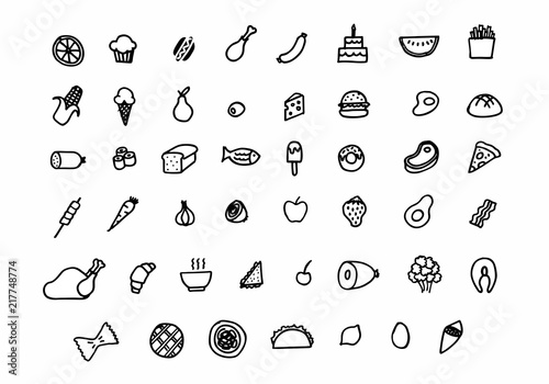 Freehand food icons