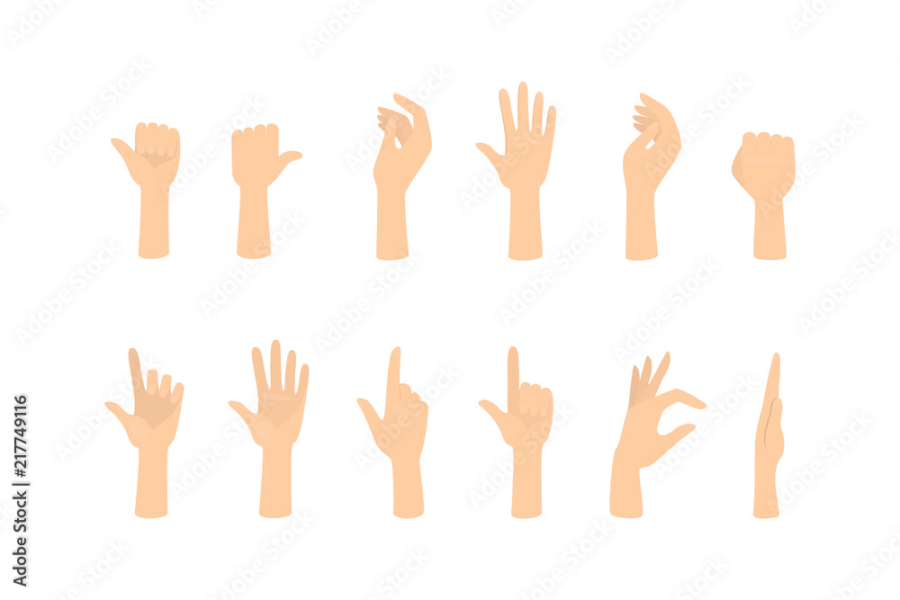 Set of hands showing different gestures Set of hands showing different gestures