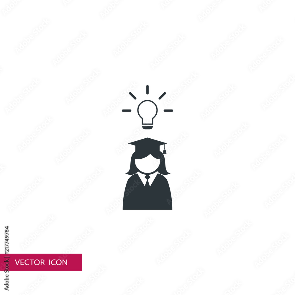 graduate student frmale idea girl icon illustration vector