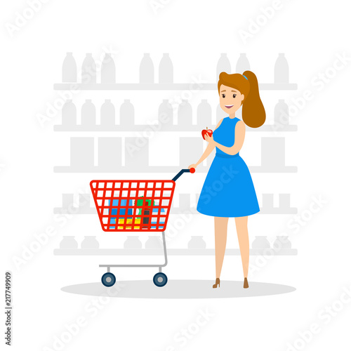 Young woman in supermarket