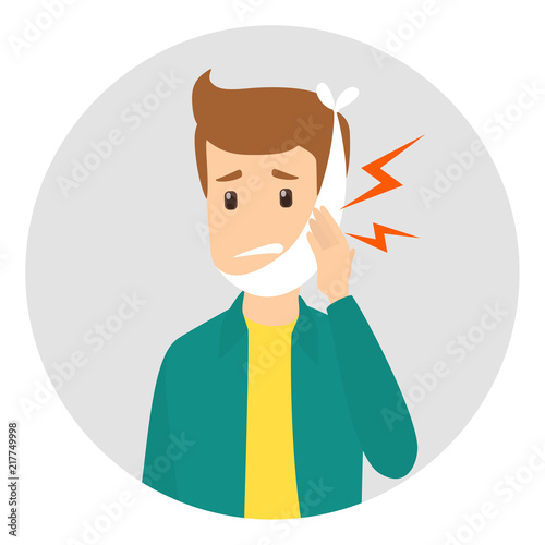 Patient suffering from a strong toothache