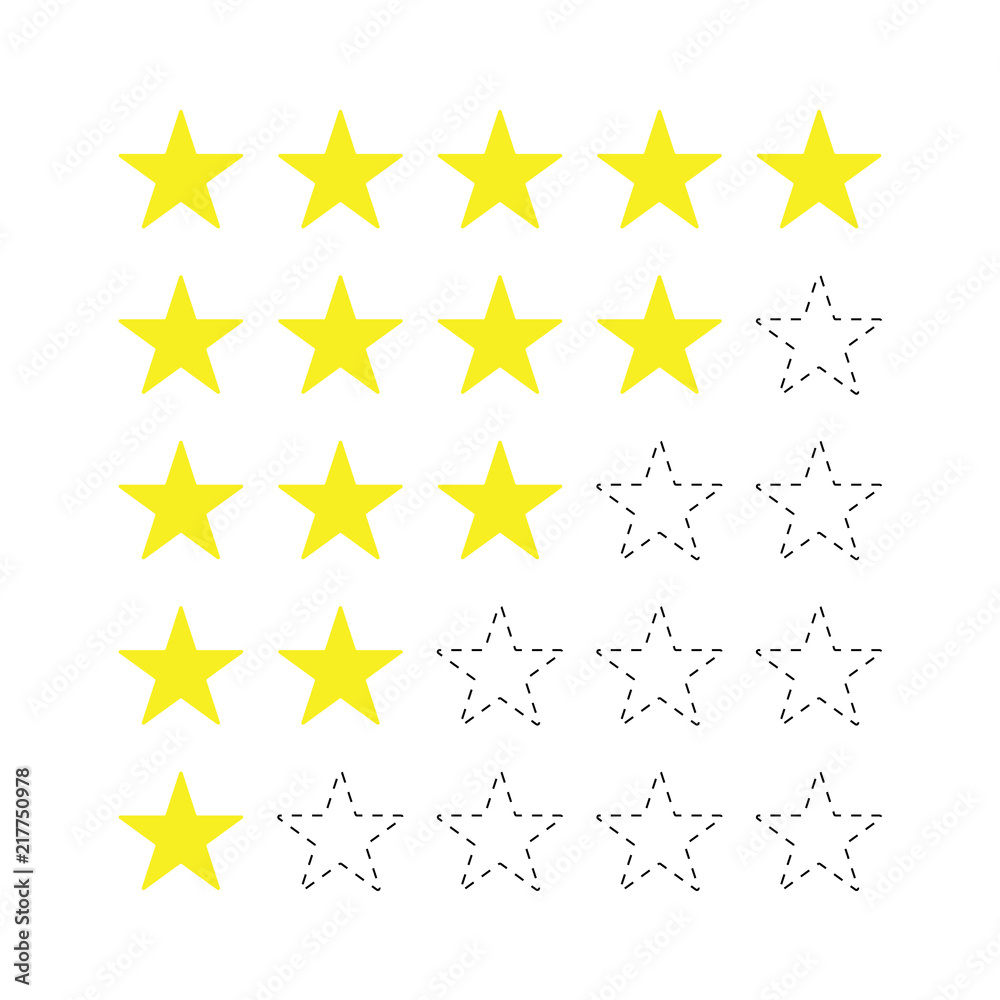 Five Star Rating for Review Flat Icon with Dashed Line Five Star Rating for Review Flat Icon with Dashed Line