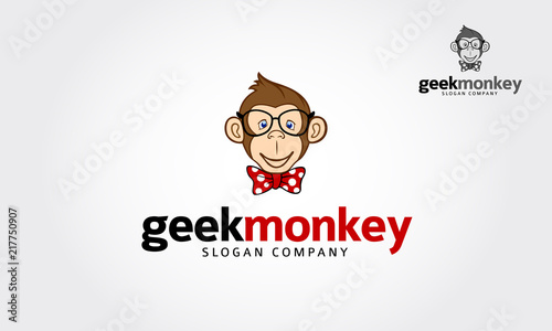 Geek monkey character illustration logo icon vectorGeek Monkey Logo Cartoon Character. Geek monkey vector illustration. 