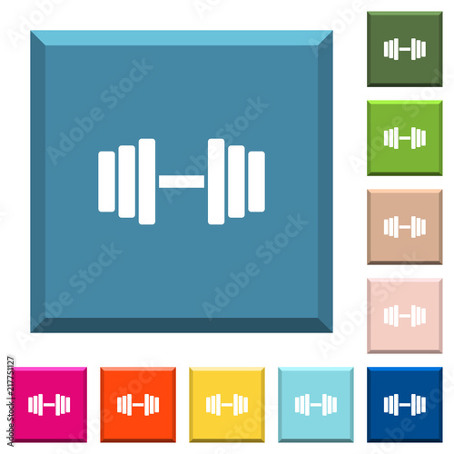 Gym white icons on edged square buttons