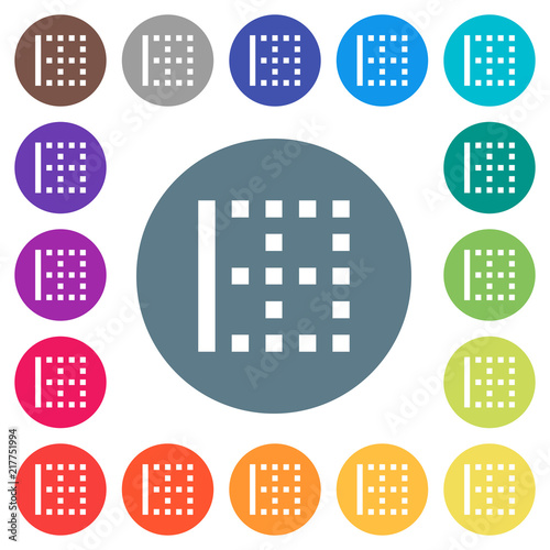 Left border flat white icons on round color backgrounds
